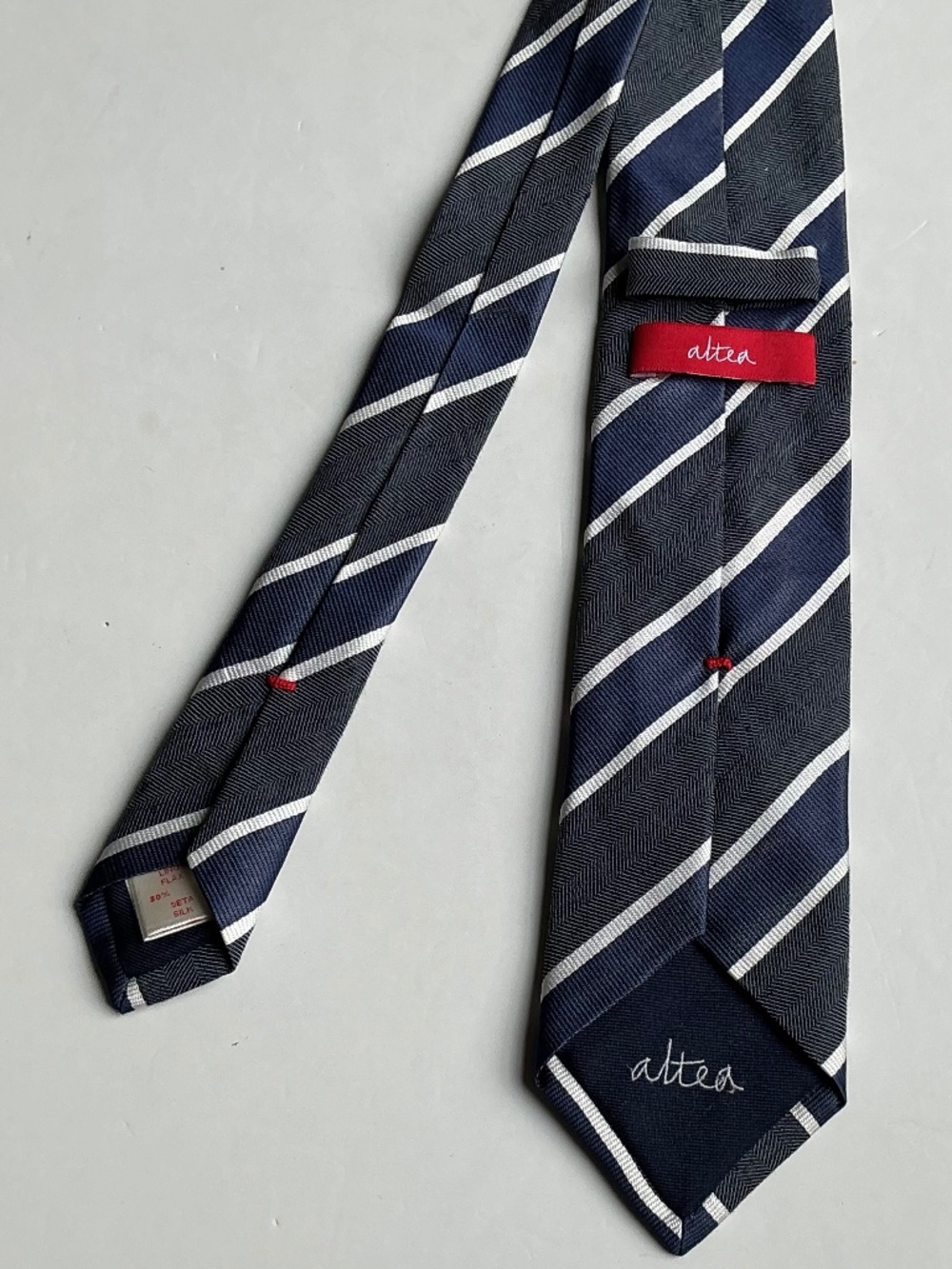 Altea navy & gray  colour textured  linen & Silk Tie.Made in Italy 🇮🇹